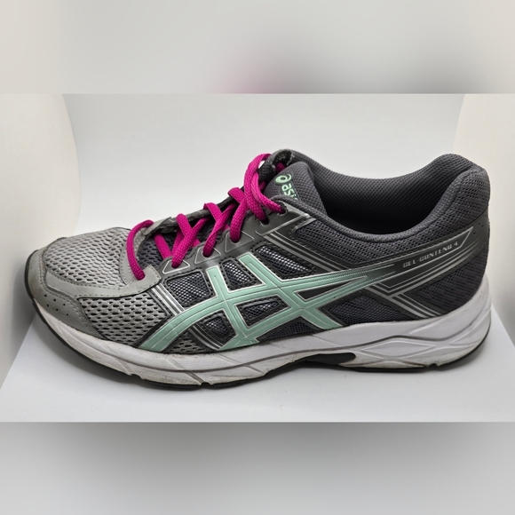 Asics  Gel Contend 4 Womens Size 7.5 Silver & Aqua Green Logo Pink Laces - Picture 6 of 13